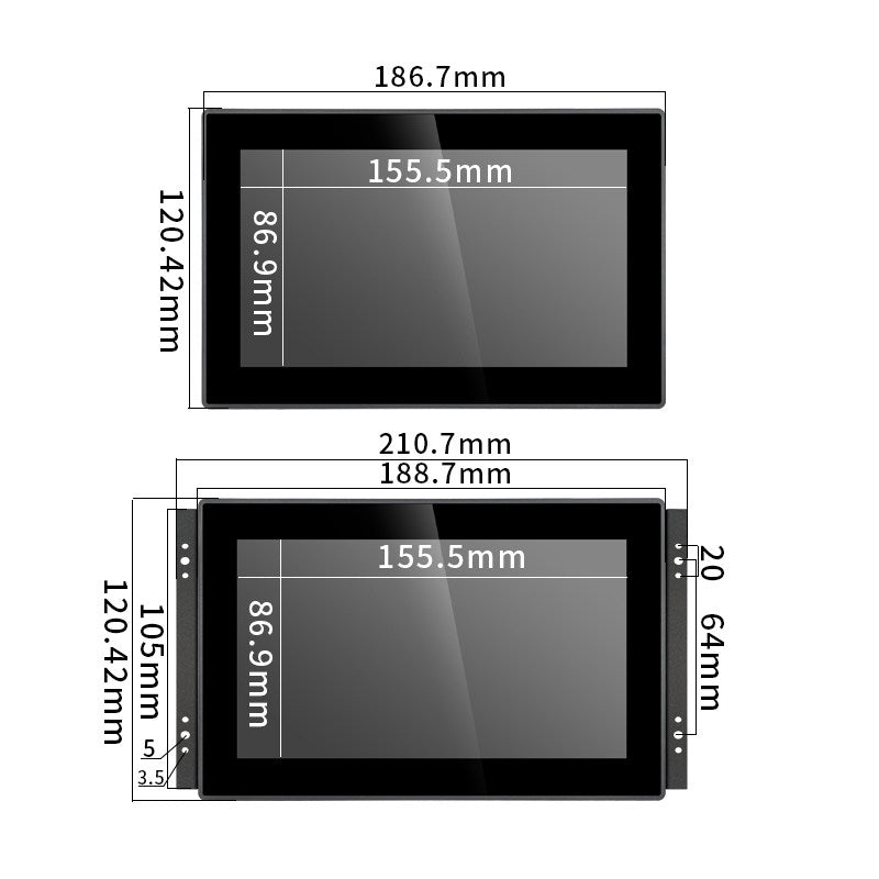 Monitor industrial de pantalla plana táctil IFPM de 7" a 23,8" con pantalla táctil capacitiva o resistiva. 