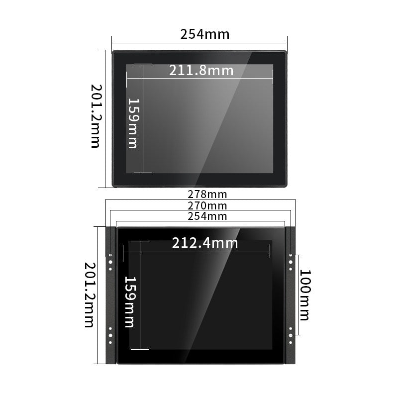 Monitor industrial de pantalla plana táctil IFPM de 7" a 23,8" con pantalla táctil capacitiva o resistiva. 
