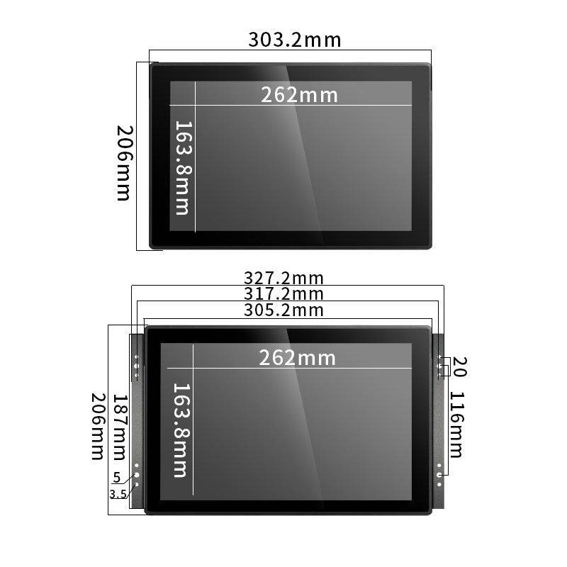 Monitor industrial de pantalla plana táctil IFPM de 7" a 23,8" con pantalla táctil capacitiva o resistiva. 