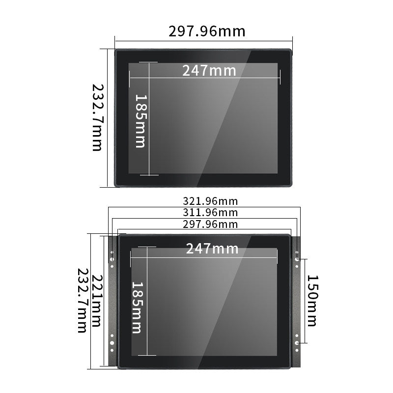 Monitor industrial de pantalla plana táctil IFPM de 7" a 23,8" con pantalla táctil capacitiva o resistiva. 