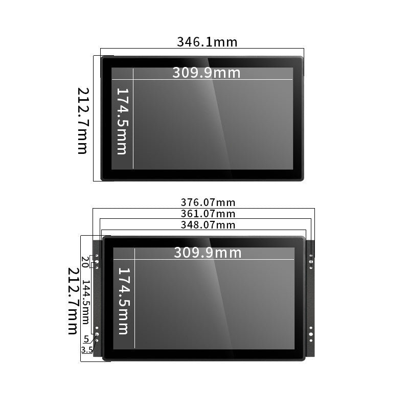 Monitor industrial de pantalla plana táctil IFPM de 7" a 23,8" con pantalla táctil capacitiva o resistiva. 
