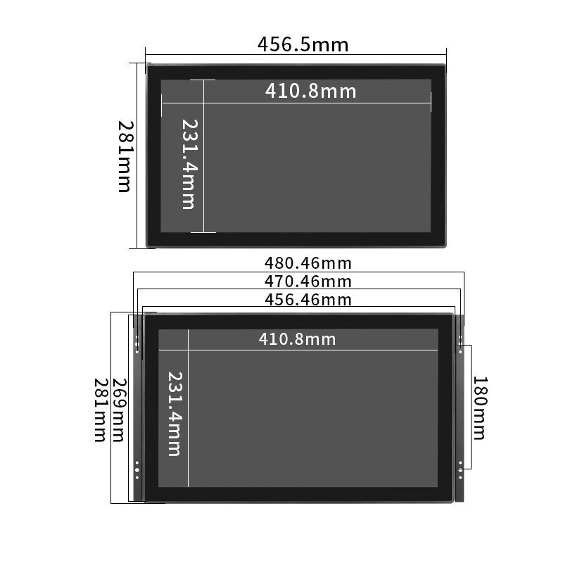 Monitor industrial de pantalla plana táctil IFPM de 7" a 23,8" con pantalla táctil capacitiva o resistiva. 