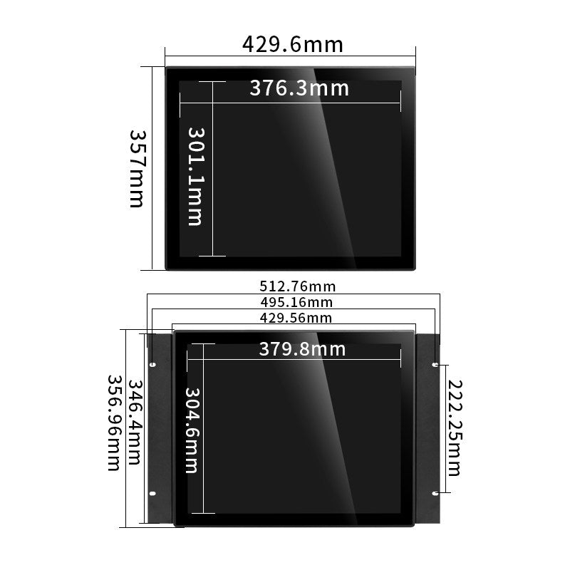 Monitor industrial de pantalla plana táctil IFPM de 7" a 23,8" con pantalla táctil capacitiva o resistiva. 