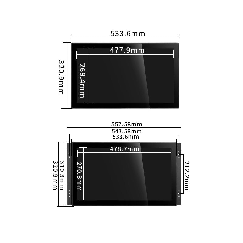 Monitor industrial de pantalla plana táctil IFPM de 7" a 23,8" con pantalla táctil capacitiva o resistiva. 