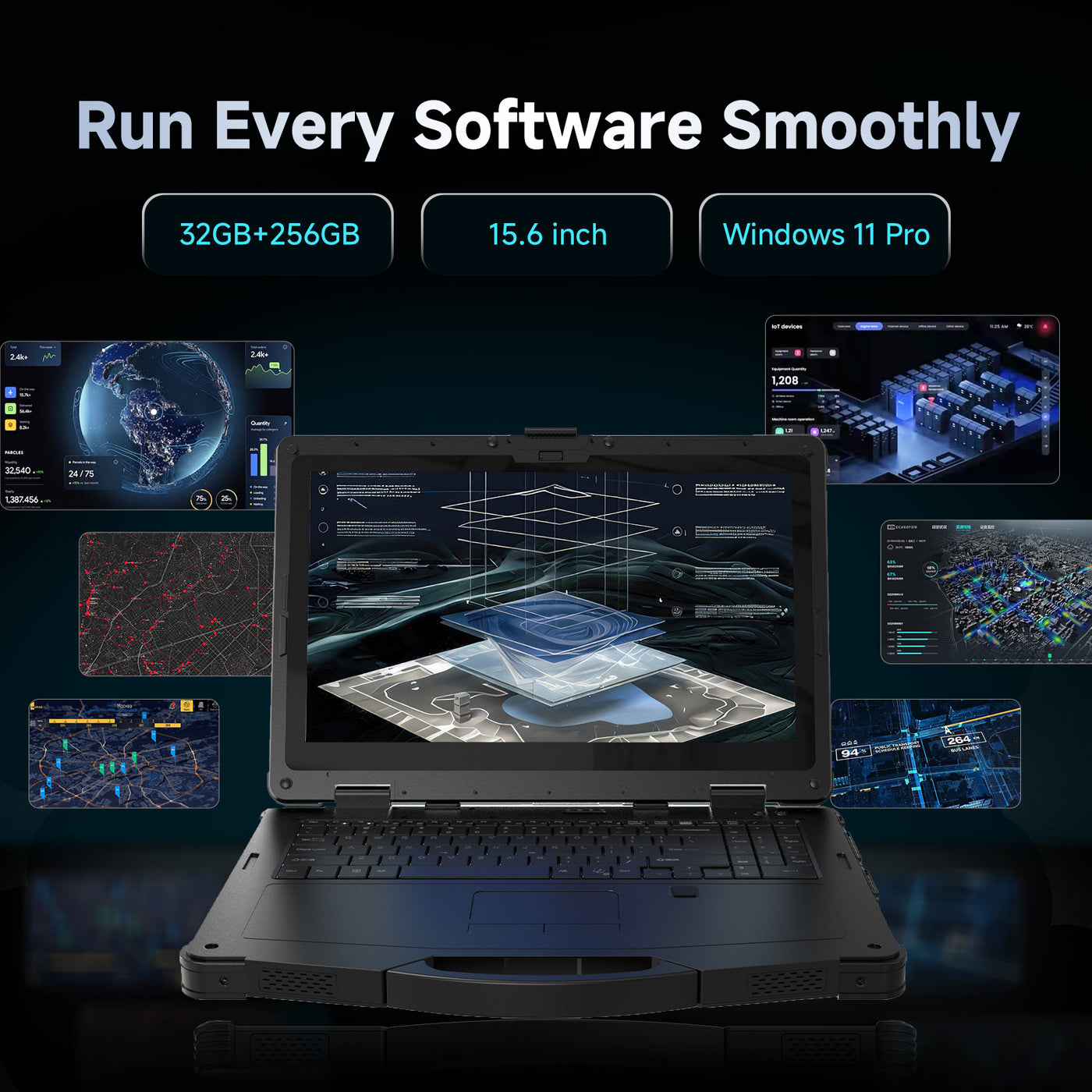 RLC1156A 15.6 inch Rugged Laptop Tablet for Harsh Environment