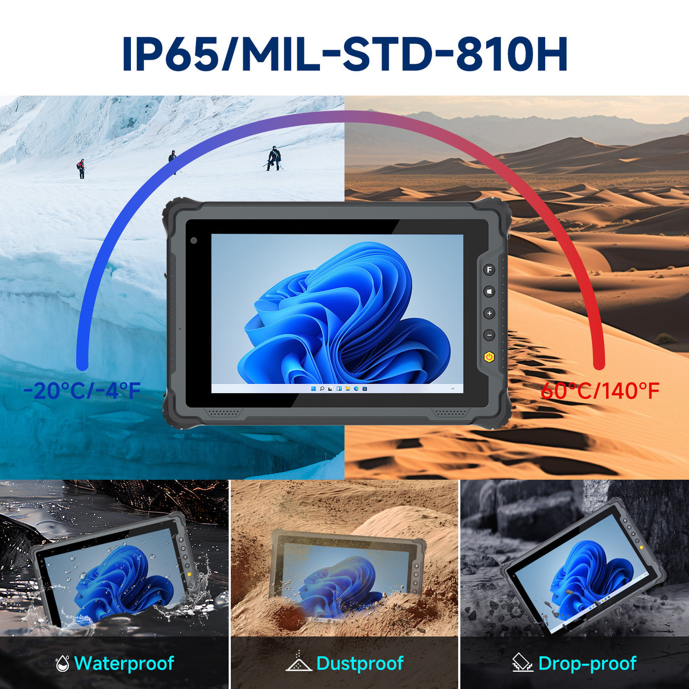 RTC1080J 8 inch Windows 11 Industrial Rugged Tablet PC