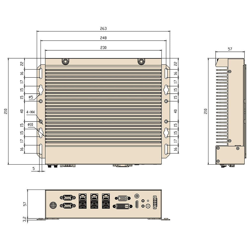 Customizable Interfaces by Slot Card Expandable Industrial BOX PC Dimension-BASCO Industrial PC