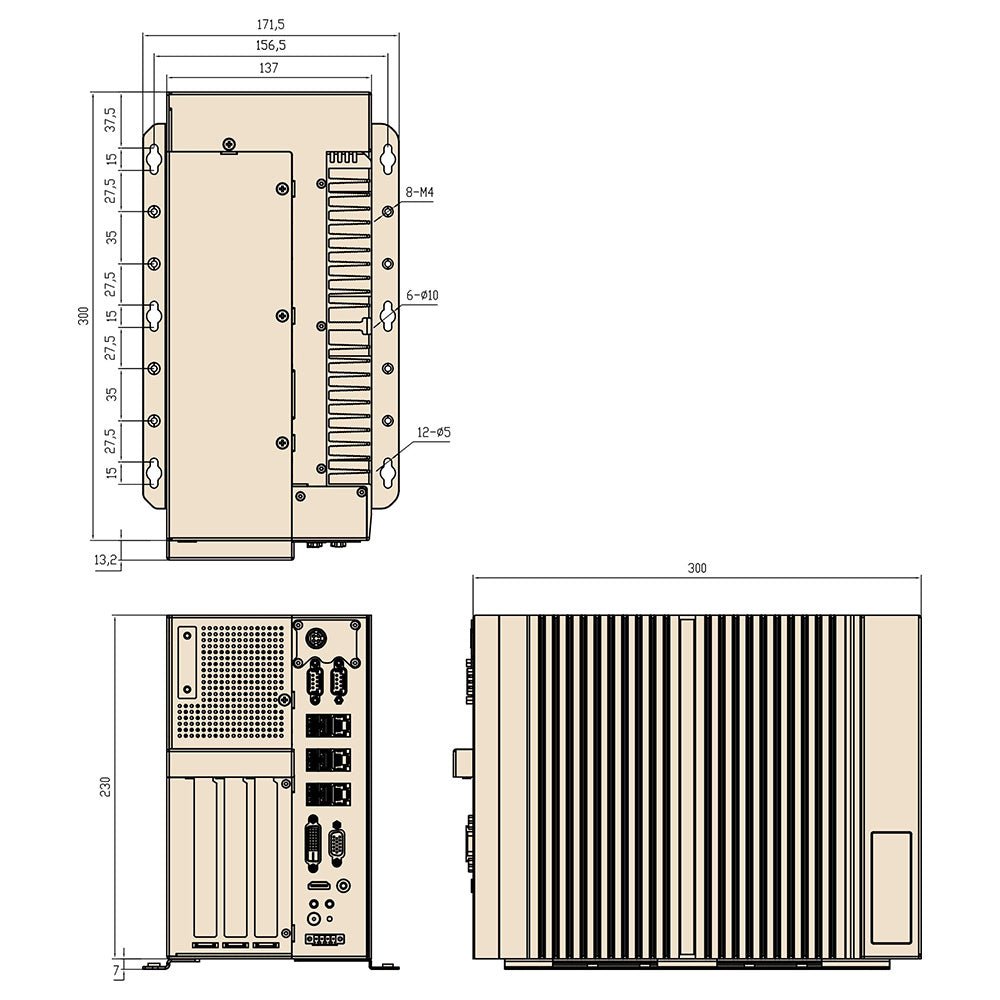 Customizable Interfaces by Slot Card Expandable Industrial BOX PC Dimension-BASCO Industrial PC