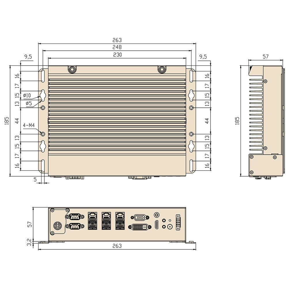 Customizable Interfaces by Slot Card Expandable Industrial BOX PC Dimension-BASCO Industrial PC