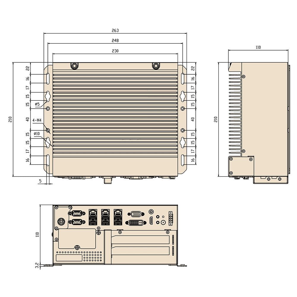 Customizable Interfaces by Slot Card Expandable Industrial BOX PC Dimension-BASCO Industrial PC