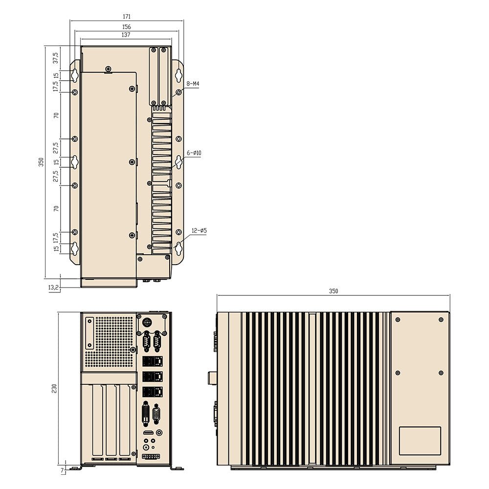 Customizable Interfaces by Slot Card Expandable Industrial BOX PC Dimension-BASCO Industrial PC