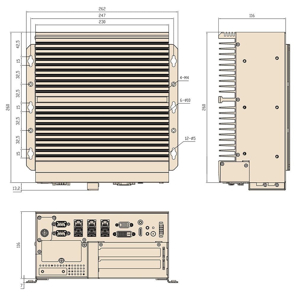 Customizable Interfaces by Slot Card Expandable Industrial BOX PC Dimension-BASCO Industrial PC